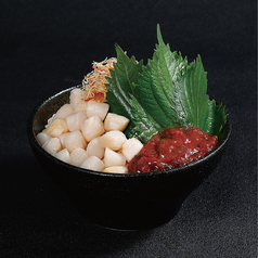 貝柱と大葉の梅しそもんじゃ