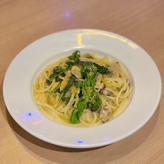 あさりとチーマディラーパのペペロンチーノ ~ブリのカラスミがけ~