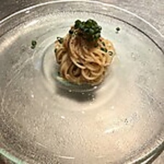 富山ホタルイカの冷製パスタ ウニ添え