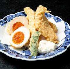 鶏と味玉の天ぷら