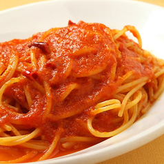 スパゲッティ　にんにく赤唐辛子のトマト味 または 塩味