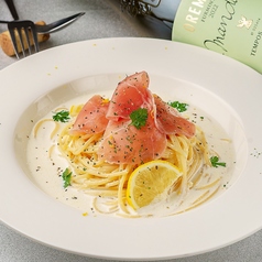 レモンと生ハムの冷製クリームパスタ