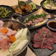 日本酒　牛タンしゃぶしゃぶ　居酒屋もみじのコース写真