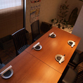 1Fのテーブル個室席は人気のため早めのご予約が◎
