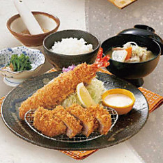 つくば王様豚ヒレかつと大海老フライ定食