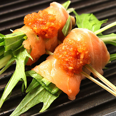 サーモンと水菜のみぞれ醤油