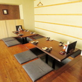 【少人数様でのご宴会も☆】掘りごたつは2名様からのご案内が可能です！気の合う会社の仲間と、忘年会や新年会でぜひご利用ください。ご宴会コースも各種ご用意しております。