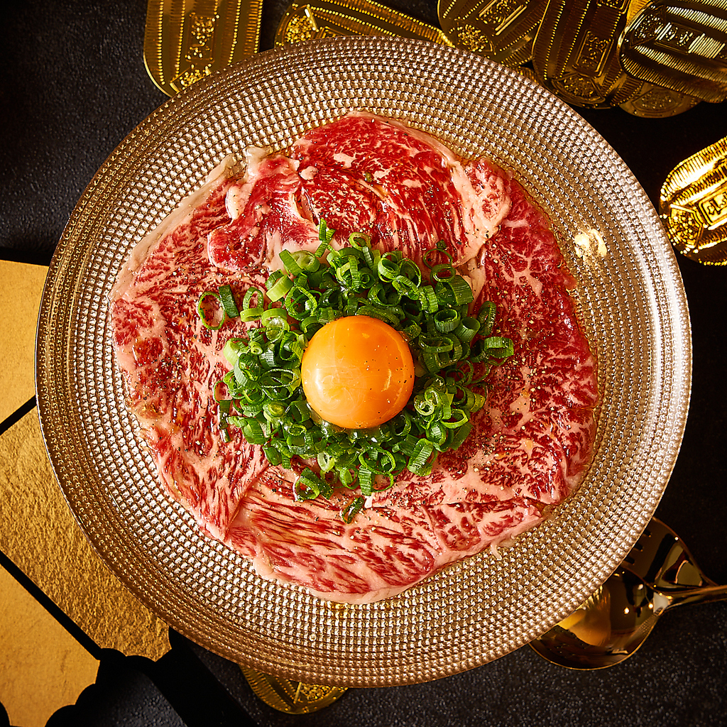 『和牛の億万長者ユッケ』綺麗なサシの入った上質な和牛のみ使用♪