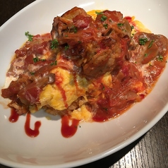 オムライス　チキンのトマト煮ソース