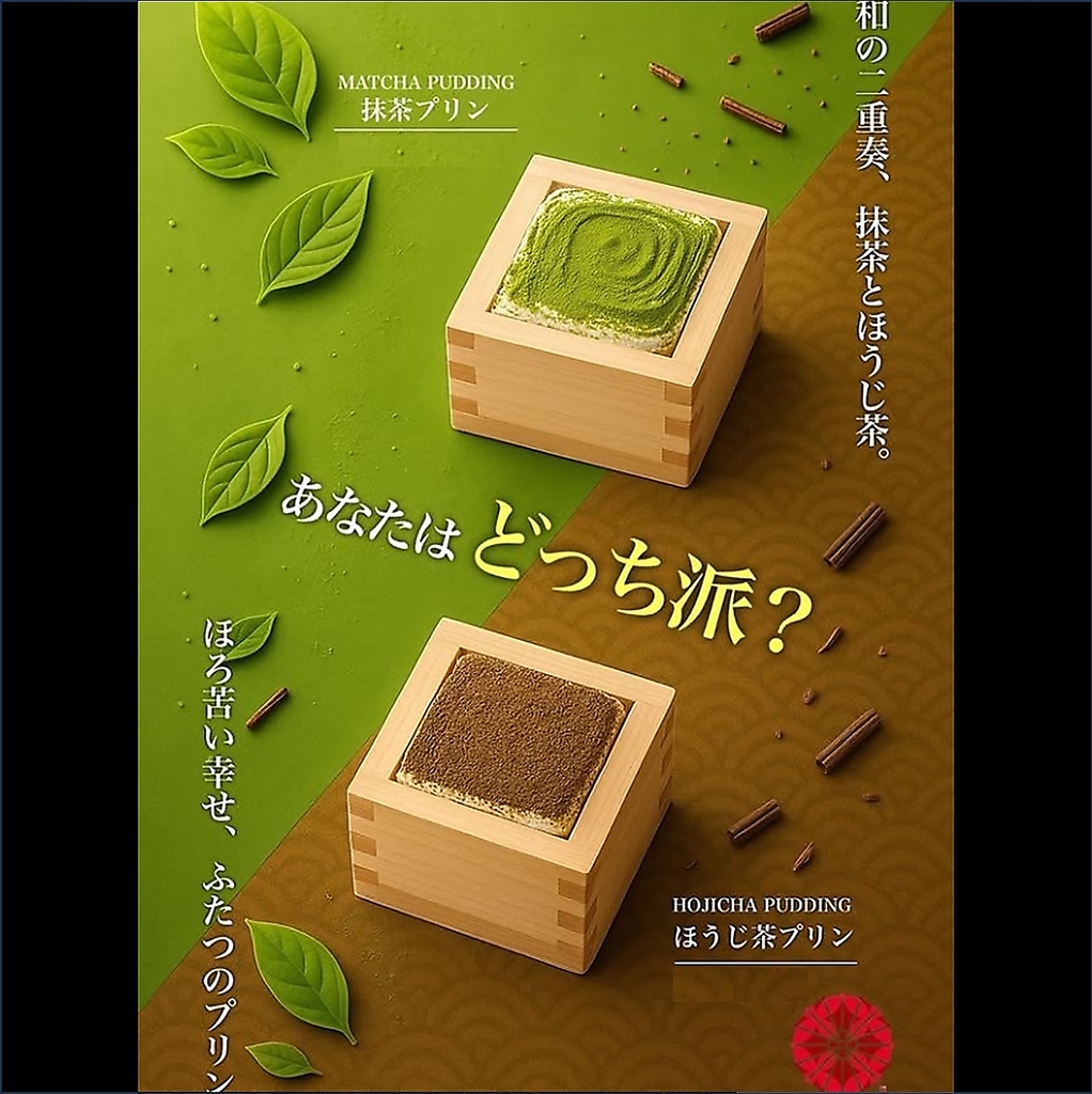 一口で感じるお茶の深い味わい。抹茶のほろ苦さとほうじ茶の甘さ、あなたはどちらがお好みですか？