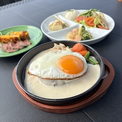 きのこクリームのエッグハンバーグ