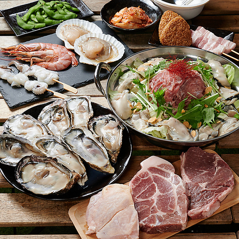 【無休/本町駅３分】 旬のサーモン料理とブランド牡蠣や新鮮魚貝の浜焼きを堪能できる