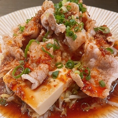 豚の温しゃぶと豆腐のニンニクタレかけ