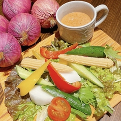 生野菜エビ味噌ディップ