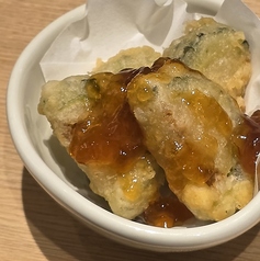 ゴーヤの肉詰め天麩羅 ポン酢ジュレ