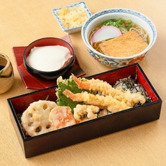 天ぷら重と黒豆にゅうめん