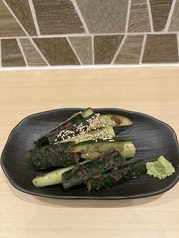 塩昆布きゅうり/辛味噌きゅうり/辛味噌ピーマン/梅水晶/枝豆/長芋醤油漬け