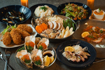 魚介と牡蠣を贅沢に楽しめるコースは3時間飲み放題付