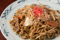 焼うどん、焼そば（太麺）、一口とんかつ　※写真は、焼そばです。