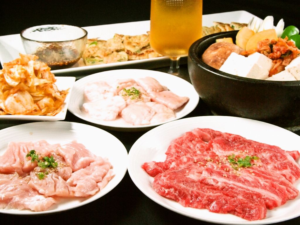 平日、２時間飲み放題付きで和牛焼肉が食べれちゃう☆とくとくコース￥3000♪チヂミやお鍋付き☆