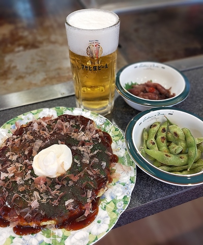 生ビールがついて2000円のお好み焼きセット。是非お気軽に立ち寄ってみてください♪