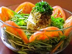 豆腐と水菜のカリカリじゃこサラダの写真