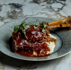 Braised Lamb Shank 骨付きラムシャンクの煮込みファッロのクリームリゾット