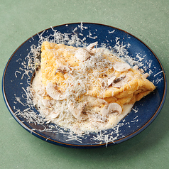 ふわふわオムレツ 藤沢豚のグアンチャーレとモッツァレラチーズと男爵芋のトマトソース