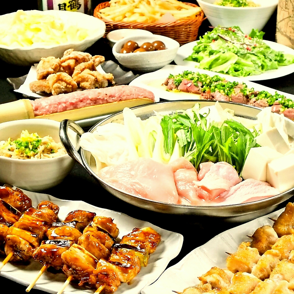 焼き鳥や名物！大山どりの鍋が食べられるコースがあります♪