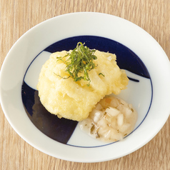 活〆ハモの天ぷら 梅肉玉葱ソース