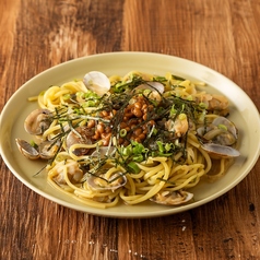 あおさバターの納豆アサリパスタ