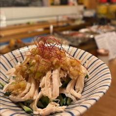 蒸し鶏とネギダレ
