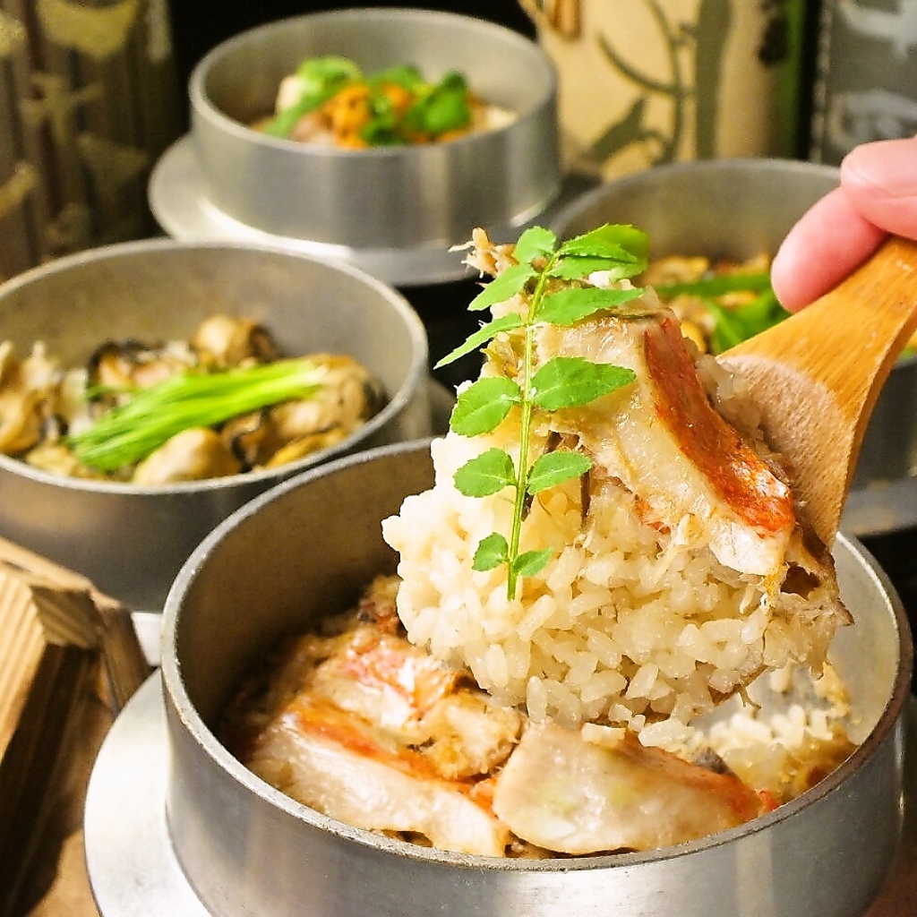 わさびの〆は、間違いなく釜飯！！炊き上がりにお時間を頂きますので、ご注文はお早目に！