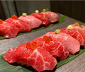 料理メニュー写真 尾崎牛の寿司5貫盛り合わせ（赤身2貫、とろ、炙り、漬け）