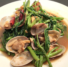 【アサリ】アサリと空心菜の台湾風屋台炒め