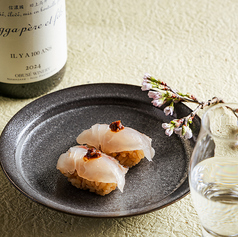 味噌もろみで仕上げた握りずしは当店ならではの逸品ですの写真