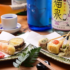 【天ぷら】串に刺してご提供する天ぷら！の写真