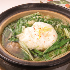 鶏断固と水菜のとろろ小鍋