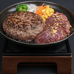 とろけるハンバーグとステーキコンボ御前