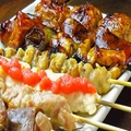料理メニュー写真&nbsp;特製つくね、ささみ、かわ、三角、背ぎも、こころのこり