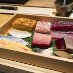 二たか 握り、おつまみ、甘味までのお任せ寿司コース全20をお好きなだけお召上がりいただけます。