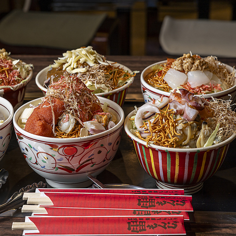 貝とアゴ出汁の江戸海鮮もんじゃ【雷もんじゃ】鉄板で焼くサーロインステーキも必見♪
