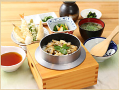 あさりと筍の釜めしと旬の天ぷら定食
