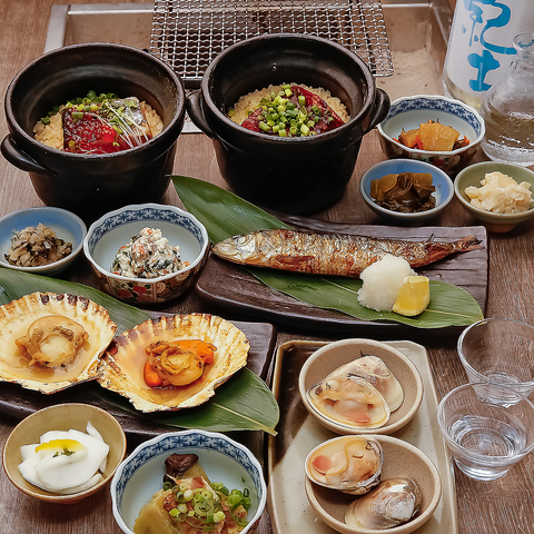 露天神社（お初天神）近く！本格炉端焼きと土鍋ご飯のお店♪食べ飲み放題コースあり！