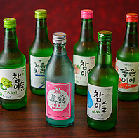 チャミスルなど韓国のお酒も充実！
