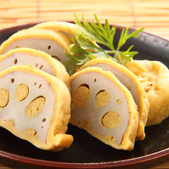 辛子れんこん/ Spicy Lotus Root Stuffed with Mustard Miso