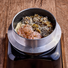 海老ときのこのチーズリゾット釜飯