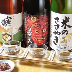 地酒三種飲み比べセット (そば味噌付)