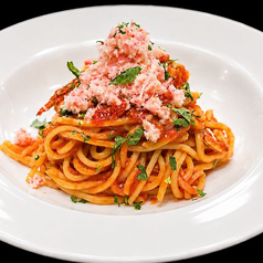 蟹たっぷりトマトソースパスタ