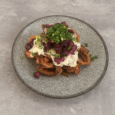 イカの唐揚げ、しば漬け納豆タルタル